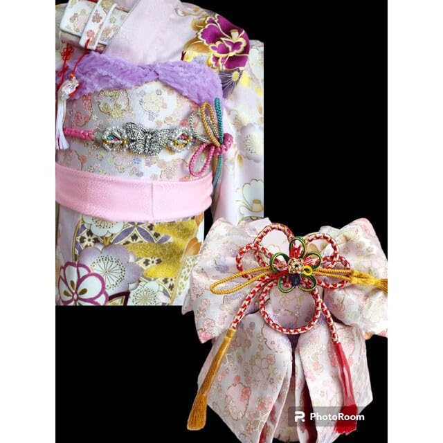 Amazon.co.jp: 高級 薄いピンク紫の着物に作り帯 七五三 フルセット Amazon.co.jp: 高級 薄いピンク紫の着物に作り帯 七五三 フルセット